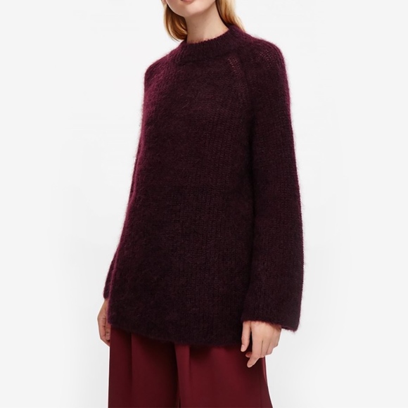 Cos Mohair Mock Neck Burgundy Raglan 